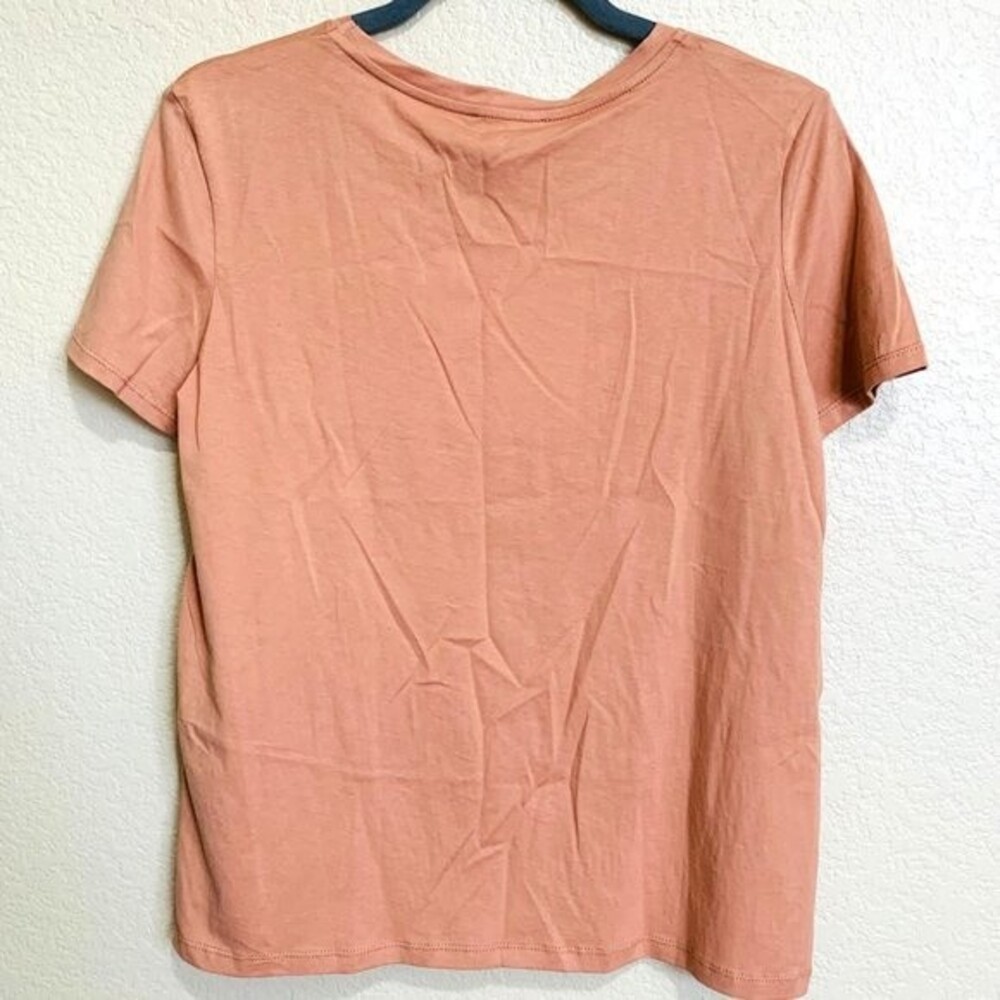 ZARA peach top short sleeve half sheer pleat on front top size S  boho normcore - Picture 2 of 9